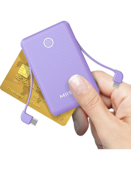 Cargador Portátil MIISSO 6000mAh Slim Morado con Cables Cargador Portátil MIISSO 6000mAh Slim Morado con Cables