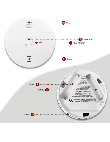 Detector de Humo y Monóxido Shackcom KT-X3 2 en 1 Batería