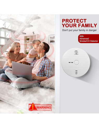 Detector de Humo y Monóxido Shackcom KT-X3 2 en 1 Batería