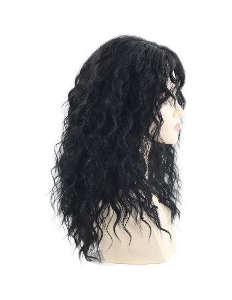 Peluca Larga Negra Rizada con Flequillo SEVENCOLORS 50.8cm Peluca Larga Negra Rizada con Flequillo SEVENCOLORS 50.8cm