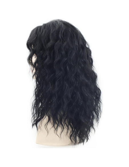 Peluca Larga Negra Rizada con Flequillo SEVENCOLORS 50.8cm Peluca Larga Negra Rizada con Flequillo SEVENCOLORS 50.8cm