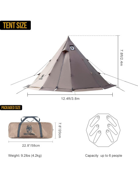 Tienda OneTigris Rock Fortress Tipi 6 Personas Impermeable Tienda OneTigris Rock Fortress Tipi 6 Personas Impermeable