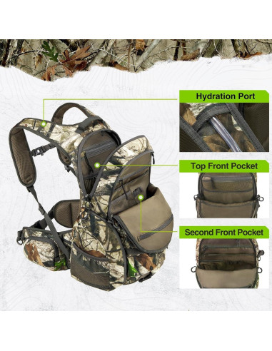 Mochila de Caza TIDEWE 35L Impermeable Next Camo G2