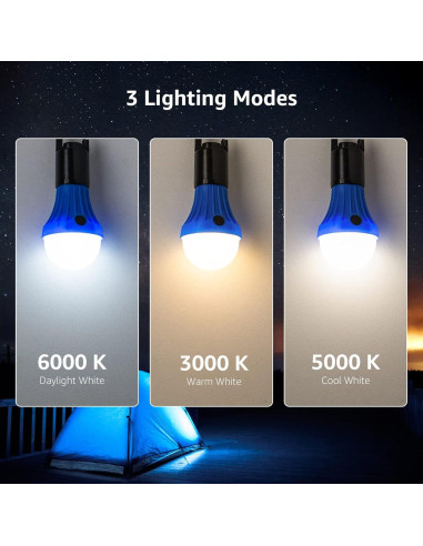 Linterna LED Lepro para Camping, 3 Modos, 4 Paquetes