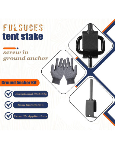 Estacas de Tierra Atornilladas Fulsuces 6PCS Adaptador Negro
