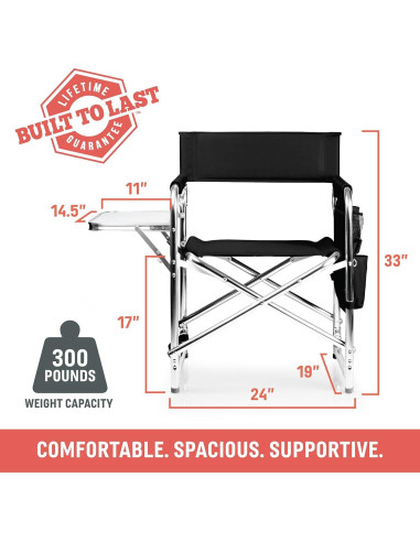 Silla Deportiva Picnic Time con Mesa Lateral - Verde Cazador