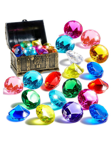 Juguete de Buceo Joyin 16 Gemas Coloridas con Cofre