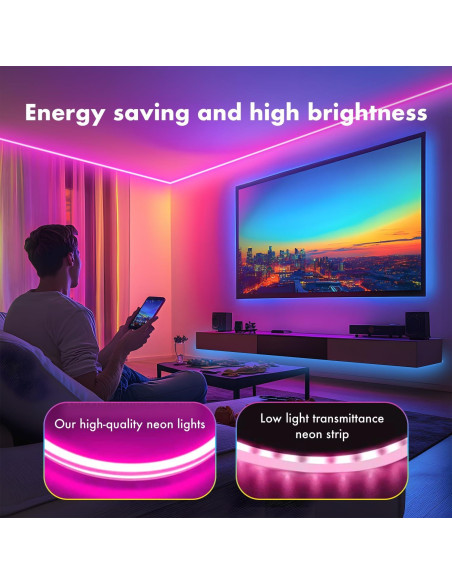 Luces LED Neón RGB JIAMEI 6,1m Control App y Remoto Luces LED Neón RGB JIAMEI 6,1m Control App y Remoto
