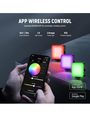 NEEWER RGB62 Luz de Video Magnética 2 Paquete Control APP