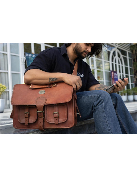 Bolsa de Mensajero de Cuero DHK 45.72cm Vintage para Laptop Bolsa de Mensajero de Cuero DHK 45.72cm Vintage para Laptop