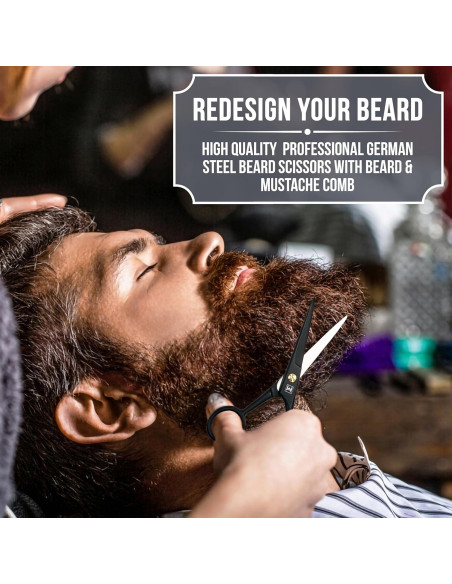 Tijeras para Barba WAJEES Kit 3 en 1 con Peines Tijeras para Barba WAJEES Kit 3 en 1 con Peines
