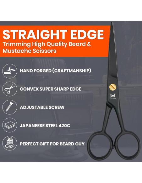 Tijeras para Barba WAJEES Kit 3 en 1 con Peines Tijeras para Barba WAJEES Kit 3 en 1 con Peines