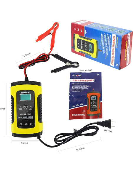 Cargador de Batería IEIK SBC-01 12V 5A para Autos y Motos Cargador de Batería IEIK SBC-01 12V 5A para Autos y Motos