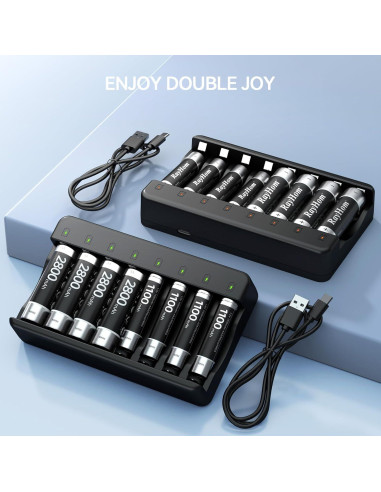 Cargador Inteligente AA AAA Dongguan N805 8 Bahías LED