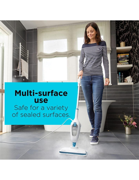 Mop de Vapor BLACK+DECKER HSM13E1 Blanco 1200W 3.66m Mop de Vapor BLACK+DECKER HSM13E1 Blanco 1200W 3.66m