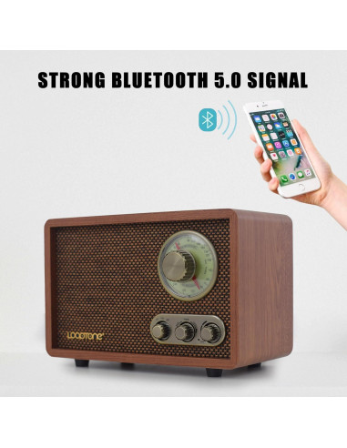 Radio Retro LoopTone DS-R08-W AM/FM Bluetooth Madera