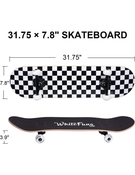 Patineta WhiteFang 31.75x20.03 cm para principiantes Patineta WhiteFang 31.75x20.03 cm para principiantes