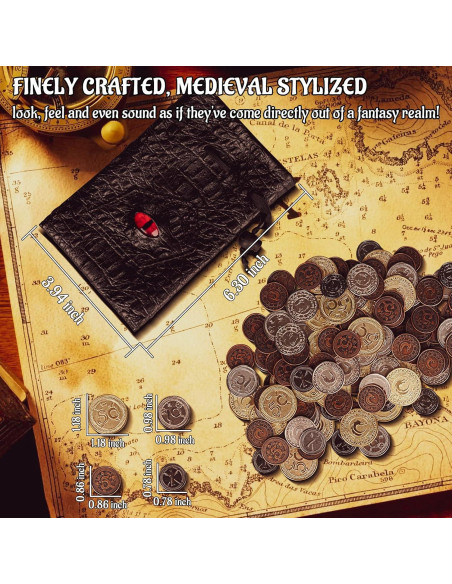Juego de Monedas de Metal CZYY con Bolsa de Cuero - RPG Juego de Monedas de Metal CZYY con Bolsa de Cuero - RPG