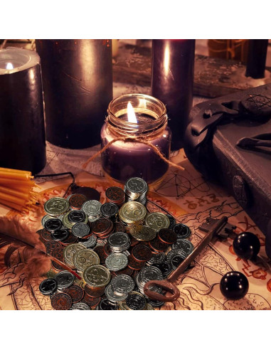 Juego de Monedas de Metal CZYY con Bolsa de Cuero - RPG