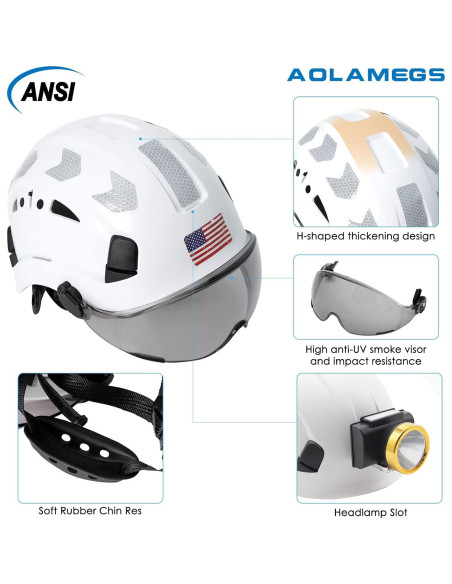 Casco de Seguridad Aolamegs Blanco con Visera Ahumada Casco de Seguridad Aolamegs Blanco con Visera Ahumada