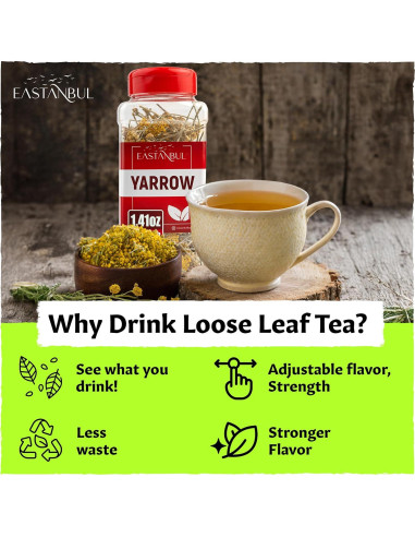 Té de Yarrow Eastanbul 40g - Hierba Suelta Natural Sin Cafeína