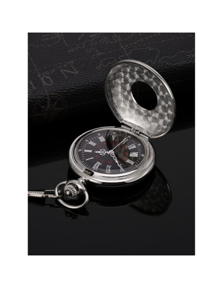 Reloj de bolsillo Hicarer plata con cadena desmontable Reloj de bolsillo Hicarer plata con cadena desmontable