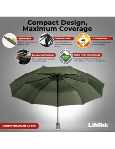 Paraguas Compacto LifeTek 45 cm Automático Resistente Viento 2