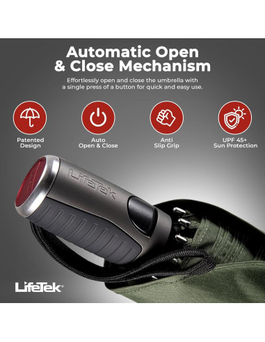 Paraguas Compacto LifeTek 45 cm Automático Resistente Viento