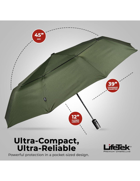 Paraguas Compacto LifeTek 45 cm Automático Resistente Viento Paraguas Compacto LifeTek 45 cm Automático Resistente Viento