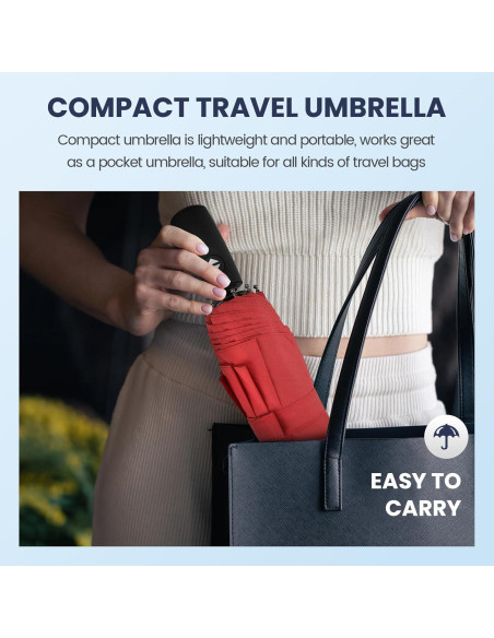 ZOMAKE Paraguas Compacto Automático 30 cm Rojo Resistente ZOMAKE Paraguas Compacto Automático 30 cm Rojo Resistente