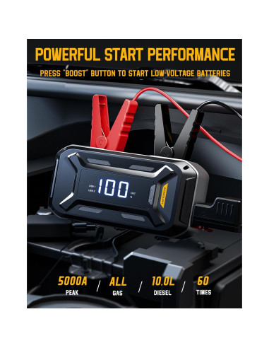 Arrancador de Coche Acmount P120 5000A 12V Pantalla LCD