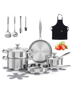 Juego de Utensilios de Cocina ASKSCICI 16 Piezas Acero Inoxidable