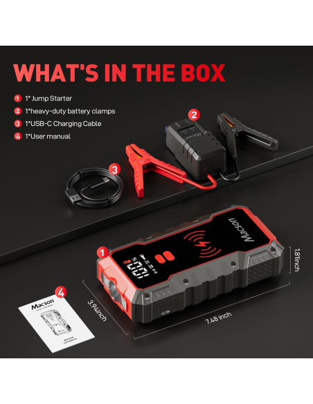 Arrancador de batería Macson M161A-016 3000A 12V 16000mAh Arrancador de batería Macson M161A-016 3000A 12V 16000mAh