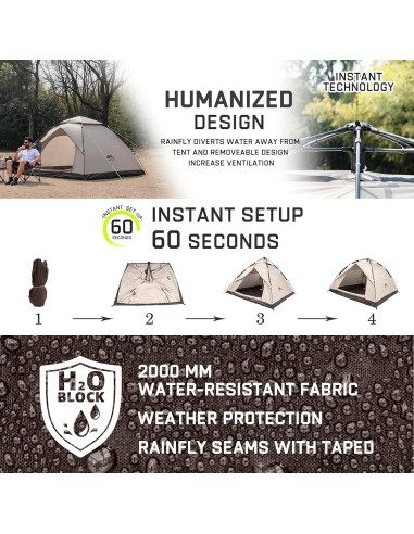 Carpa de Camping Happy Travel Pop Up 2 Personas Impermeable