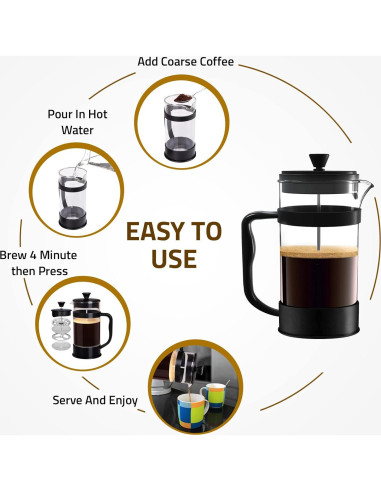 Prensa Francesa Utopia Kitchen 1L Cafetera Negra