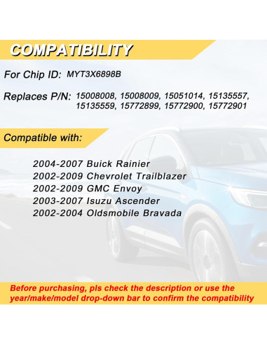 Control Remoto Llavero Vurkcy 2 Pcs para Chevy y GMC