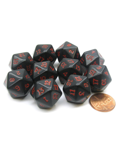 Juego de 10 Dados D20 19mm Koplow Games Negro Rojos Juego de 10 Dados D20 19mm Koplow Games Negro Rojos