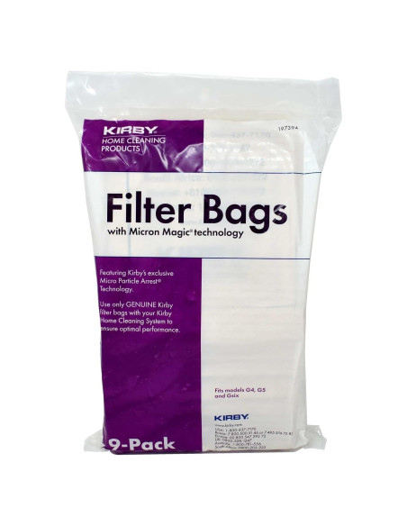 Bolsas de Aspiradora Kirby G4 G5 G6 - Filtro HEPA 9 Piezas Bolsas de Aspiradora Kirby G4 G5 G6 - Filtro HEPA 9 Piezas