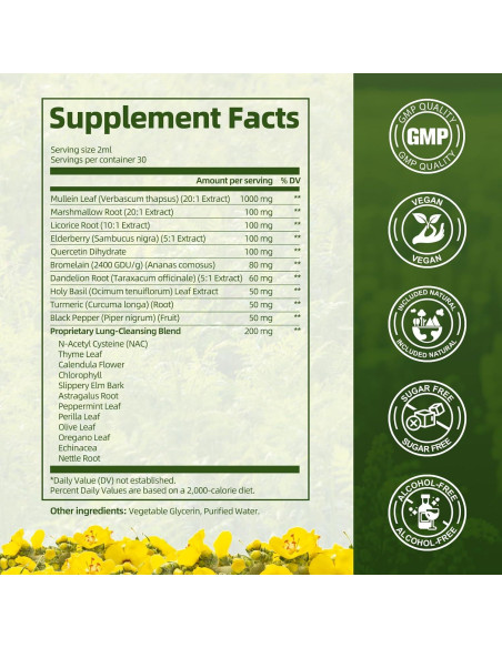 Gotas de Mullein 59 ml - Suplemento Herbal Respiratorio Natural Gotas de Mullein 59 ml - Suplemento Herbal Respiratorio Natural