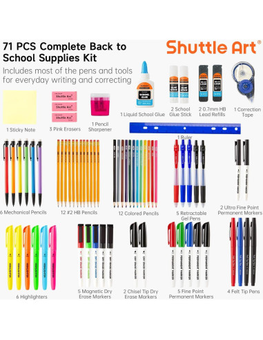 Kit Escolar 71 Piezas Shuttle Art para Regreso a Clases