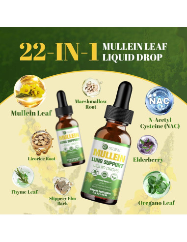 Gotas de Mullein 59 ml - Suplemento Herbal Respiratorio Natural
