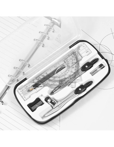 Juego de Geometría Unjoo 10 Piezas con Estuche Negro