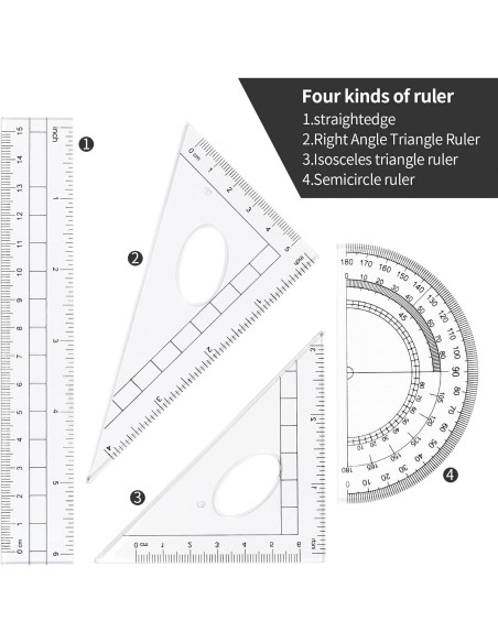 Juego de Geometría Unjoo 10 Piezas con Estuche Negro Juego de Geometría Unjoo 10 Piezas con Estuche Negro