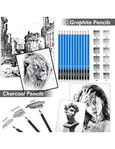 Caliart Kit de Dibujo 176 Piezas con Cuaderno 100 Hojas Caliart Kit de Dibujo 176 Piezas con Cuaderno 100 Hojas