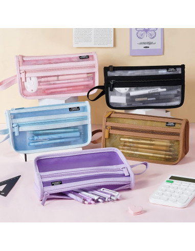 Estuche de Lápices Cuatro Caramelos Doble Capa Transparente