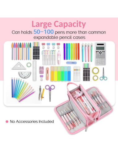 Estuche Grande Sooetz SZA0321 Rosa con Cuadros 3 Compartimentos