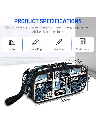 Estuche Grande para Niños Fitvc YTXBS-017 Diseño Gamer