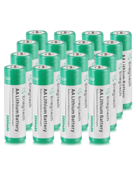 Baterías de Litio AA Enegitech 3000mAh 16 Paquete No Recargables Baterías de Litio AA Enegitech 3000mAh 16 Paquete No Recargables
