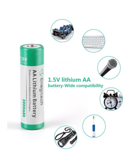 Baterías de Litio AA Enegitech 3000mAh 16 Paquete No Recargables Baterías de Litio AA Enegitech 3000mAh 16 Paquete No Recargables