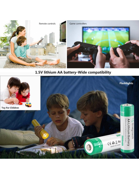 Baterías de Litio AA Enegitech 3000mAh 16 Paquete No Recargables Baterías de Litio AA Enegitech 3000mAh 16 Paquete No Recargables